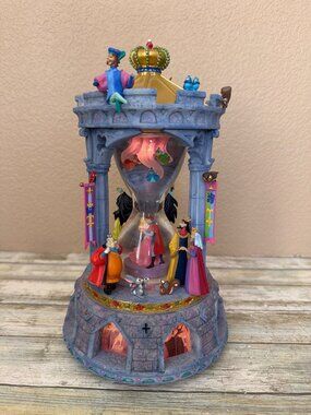 Disney Sleeping Beauty LED Light-UP Hourglass Snowglobe Music Box w/FLAWS
